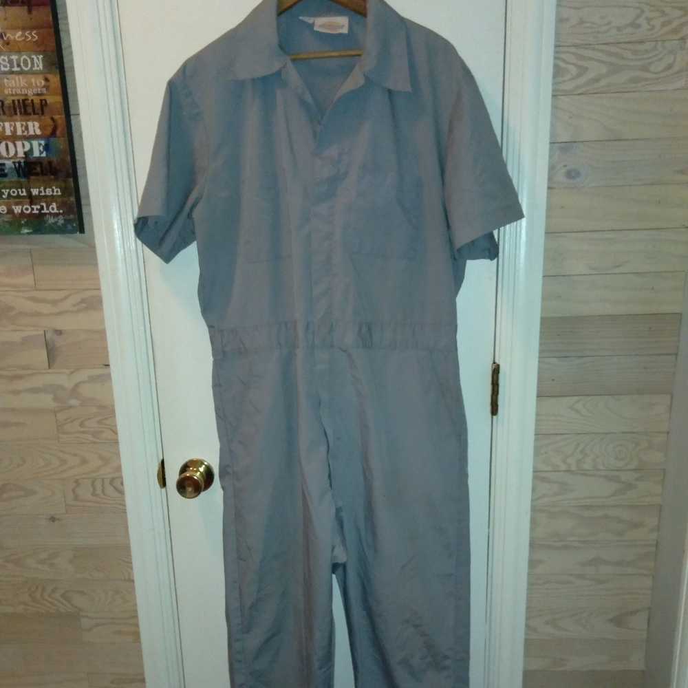 VINTAGE grey Dickies short sleeve coveralls